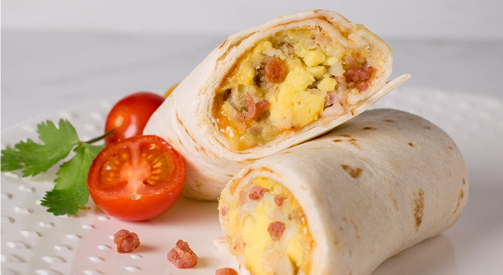 Shop Egg, Bacon & Cheddar Burritos 12 Count Case - Green Chile Foods